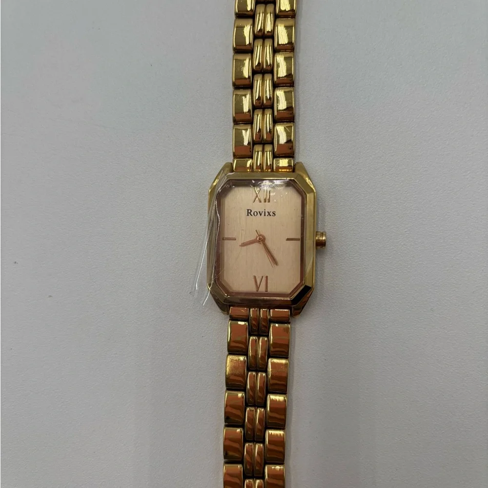 NWT Rovixs‎ Gold-Tone Stainless Steel Women's Dress Watch Japan